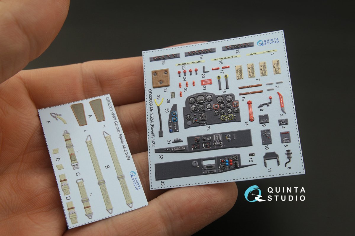 Intérieur imprimé en 3D et coloré sur papier décalcomanie (Revell) Quinta Studio QD32069 Me 262A, échelle 1/32 – image 7
