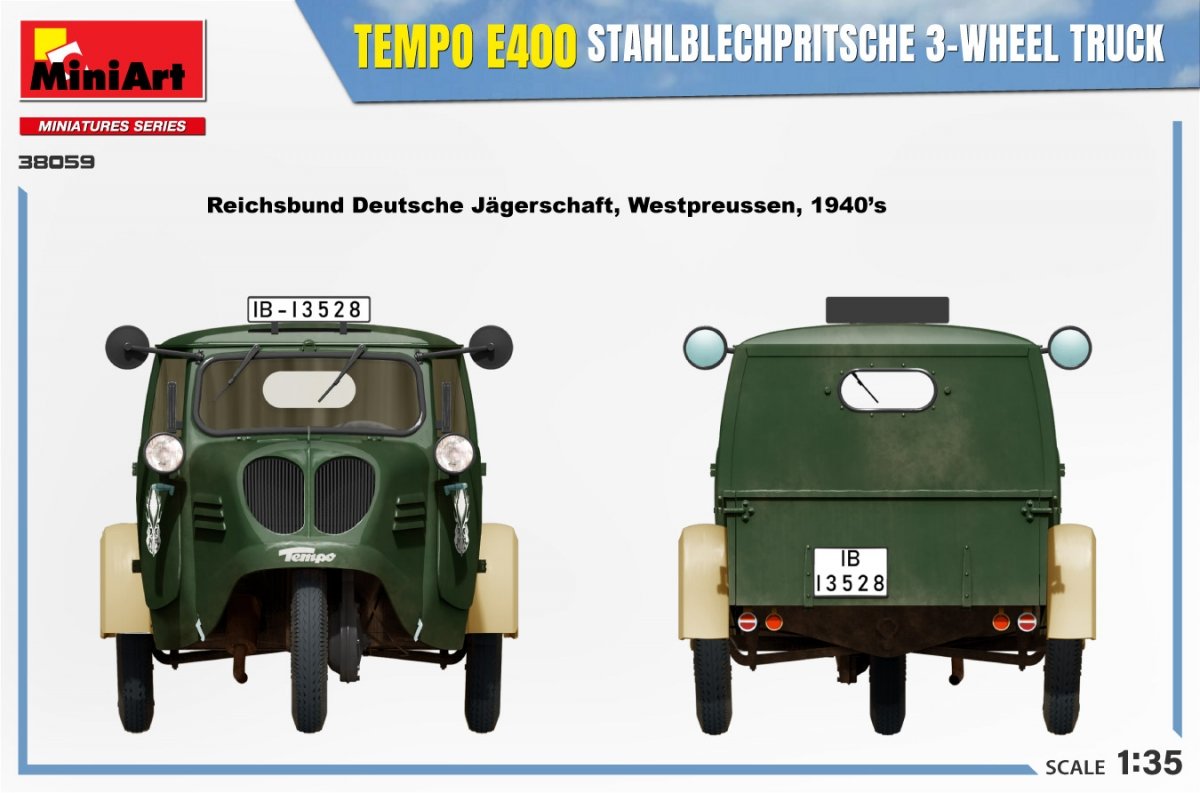 MiniArt 38059 TEMPO E400 STAHLBLECHPRITSCHE CAMION 3 ROUES 1/35 – imagen 11