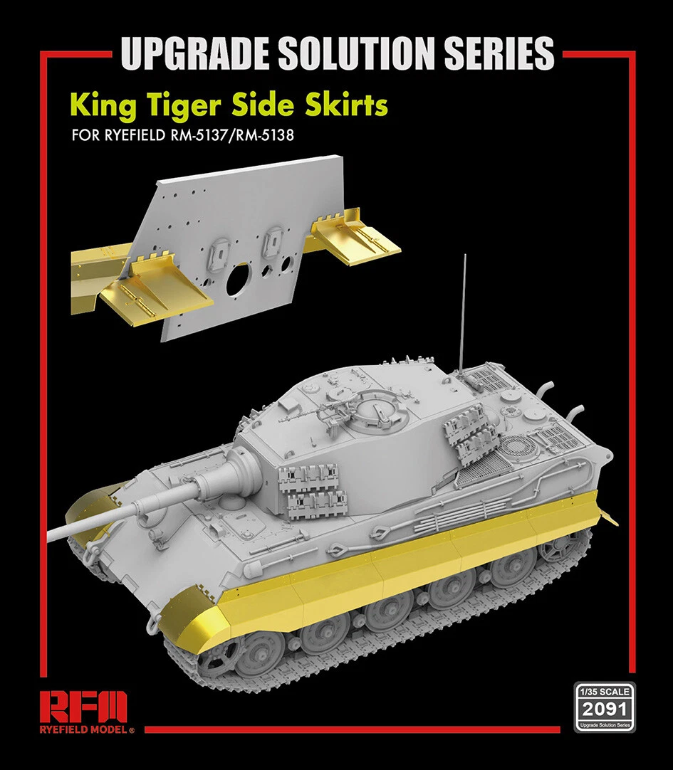 Jupes latérales pour maquette Rye Field King Tiger 2091 - Série de solutions d&amp;#39;amélioration 1/35