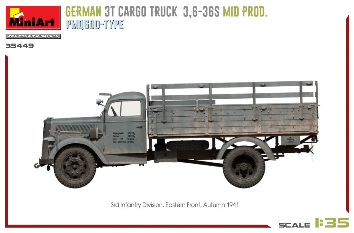 Miniart 35449 Camion cargo allemand 3T 3.6-36S MID PROD. PMQ600-TYPE 1/35 – image 13