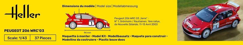 Heller 56113 Peugeot 206 WRC &amp;#39;03 - Kit de démarrage 1/43 – image 2