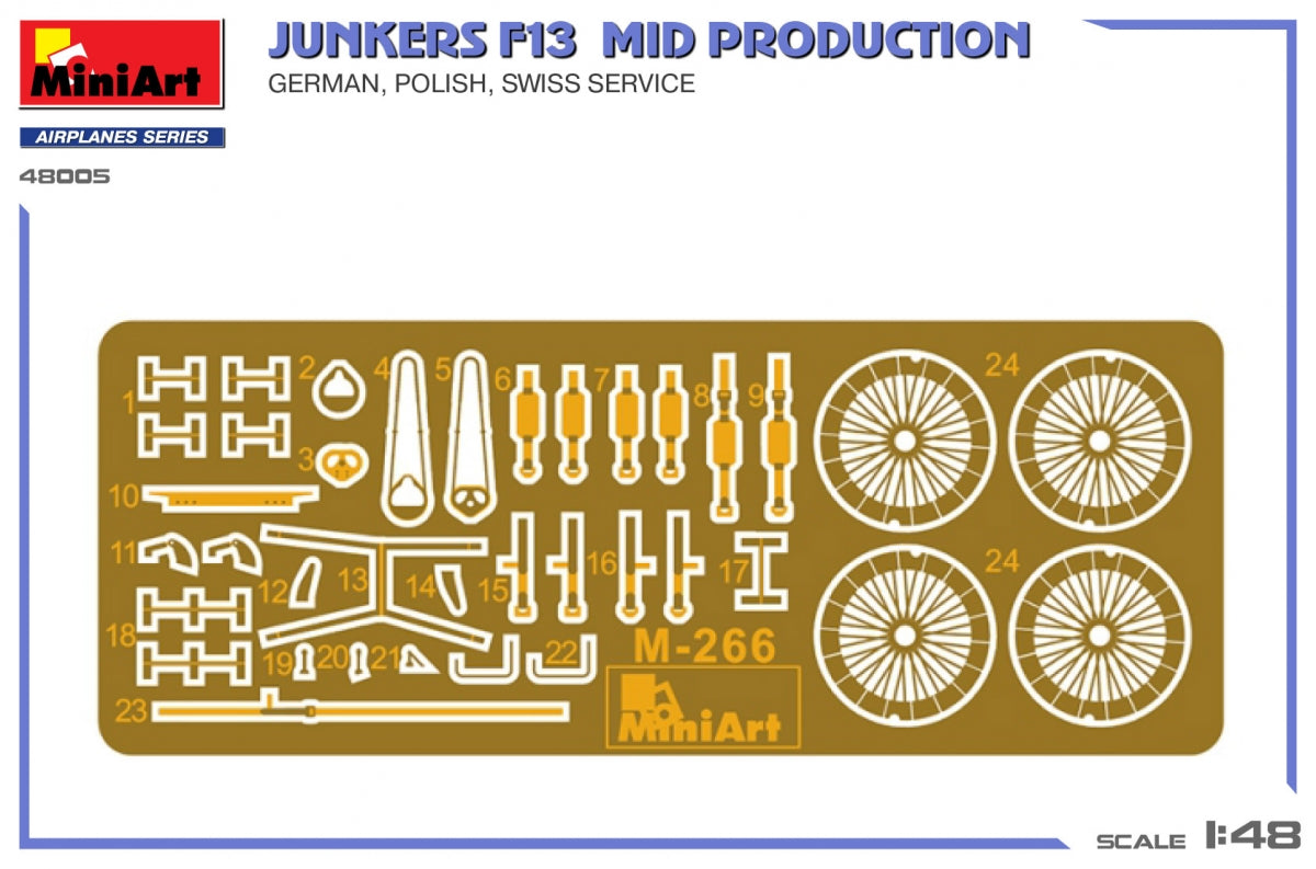 MiniArt 48005 Junkers F13. Milieu de production. Service allemand, polonais, suisse 1/48 – image 3