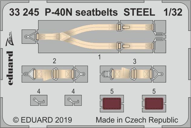 Ceintures de sécurité Eduard 33245 P-40N en acier, échelle 1/32, TRUMPETER
