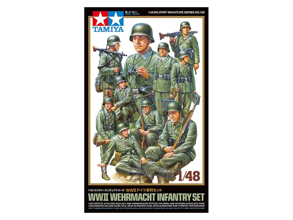 Tamiya 32602 Coffret d'infanterie de la Wehrmacht de la Seconde Guerre mondiale au 1/48