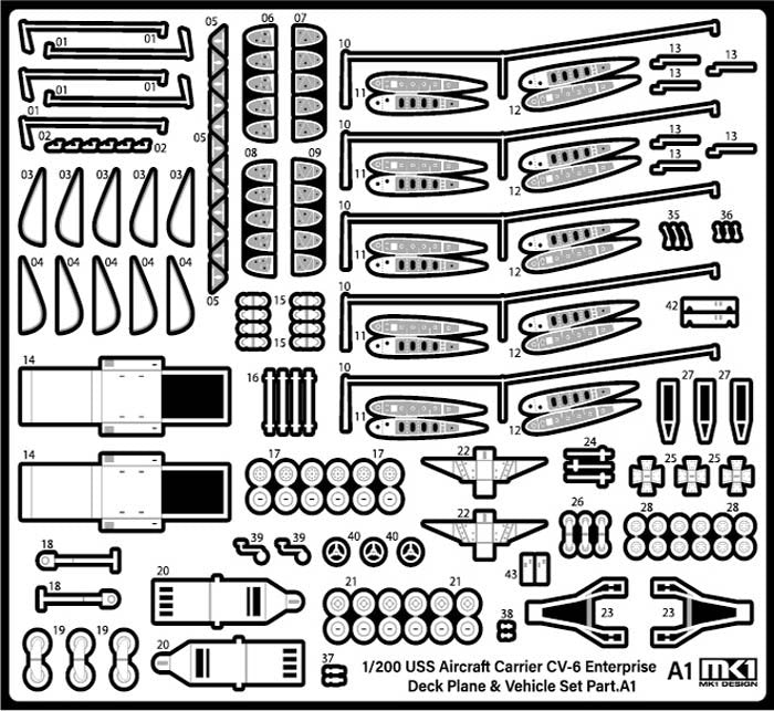 MK1 Design MS-20018 WW II USS DECK PLANE SET for CV-6 Enterprise 1/200 – zdjęcie 3
