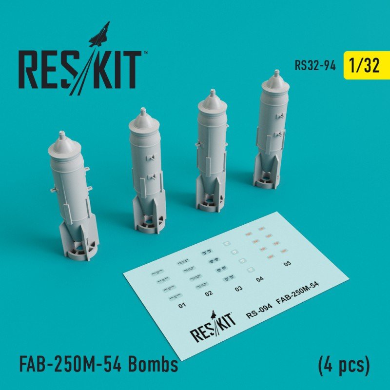 RESKIT RS32-0094 FAB-250M-54 Bombes (4 pièces) 1/32