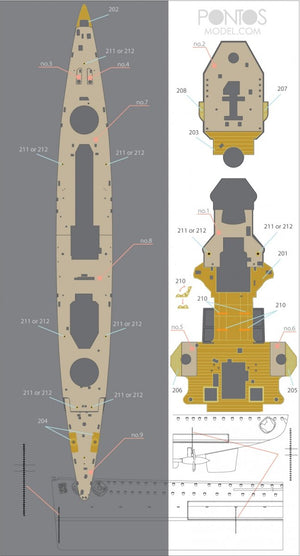 Pontos 35019WD1 DKM Admiral Graf Spee Jeu de pont en bois (1/350) – immagine 4