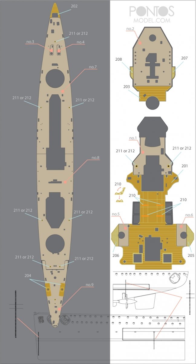 Pontos 35019WD1 DKM Admiral Graf Spee Jeu de pont en bois (1/350) – immagine 4