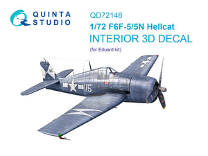 Intérieur coloré imprimé en 3D sur papier décalcomanie pour F6F-5 Hellcat (Eduard) - Quinta Studio QD72148, échelle 1/72