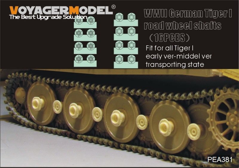 Modèle Voyager PEA381, axes de roues de char allemand Tiger I de la Seconde Guerre mondiale (16 pièces), échelle 1/35