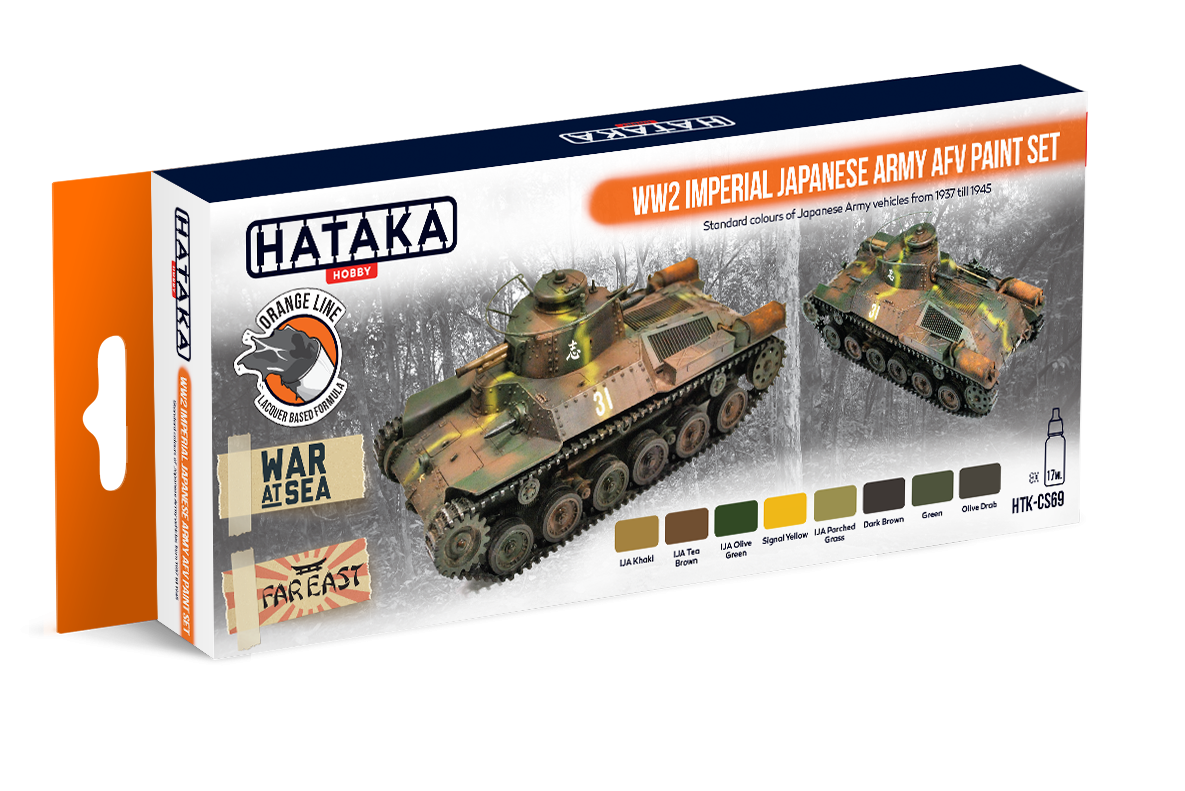 Hataka HTK-CS69 ORANGE LINE – Set de peinture pour véhicules blindés de l'armée impériale japonaise de la Seconde Guerre mondiale (8 x 17 ml)