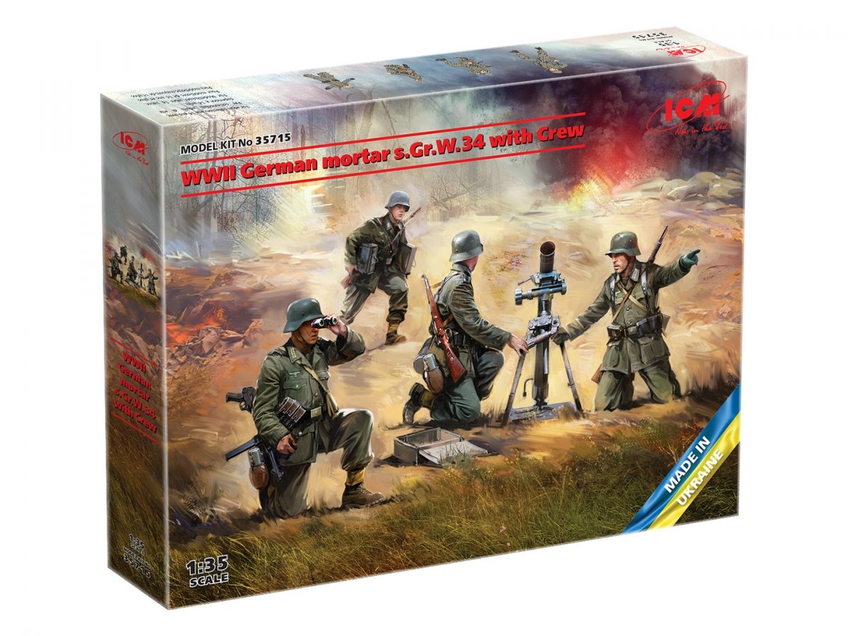 ICM 35715 Mortier allemand GrW 34 de la Seconde Guerre mondiale avec équipage (mortier et 4 figurines) 1/35 – image 2