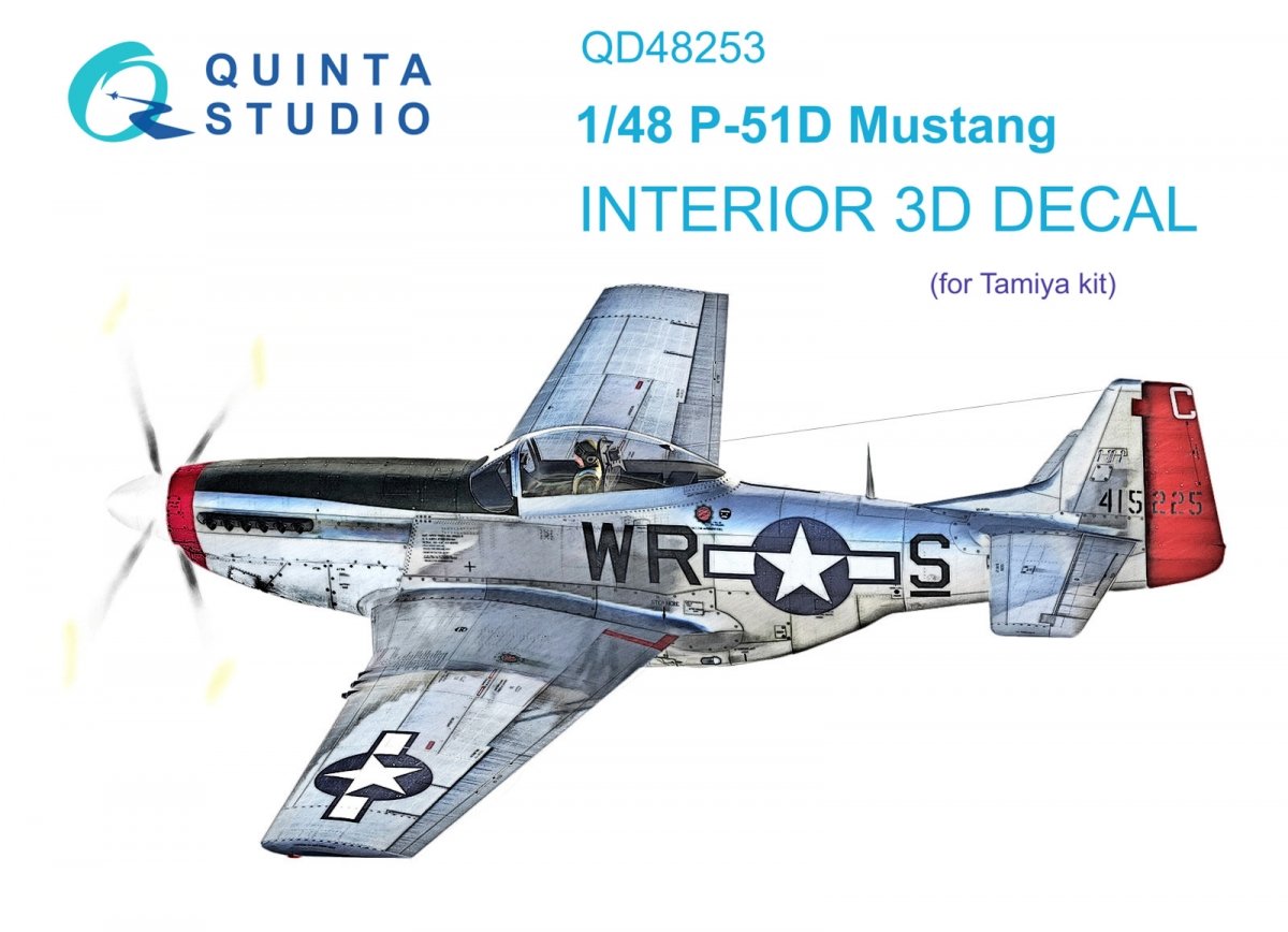 Quinta Studio QD48253 P-51D 3D-Printed &amp; colored Interior on decal paper (Tamiya) 1/48