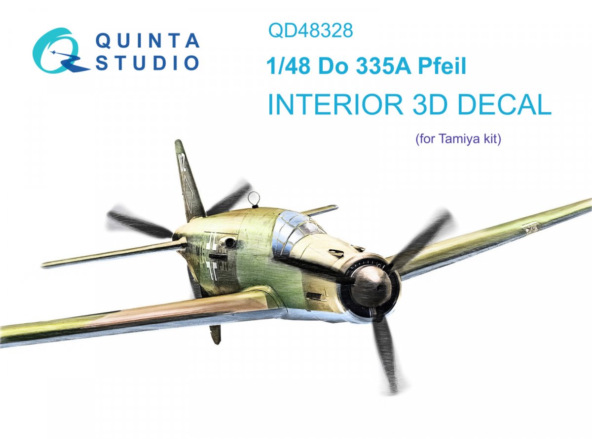 Intérieur imprimé en 3D et coloré sur papier décalcomanie Quinta Studio QD48328 Do 335A Pfeil (Tamiya) 1/48
