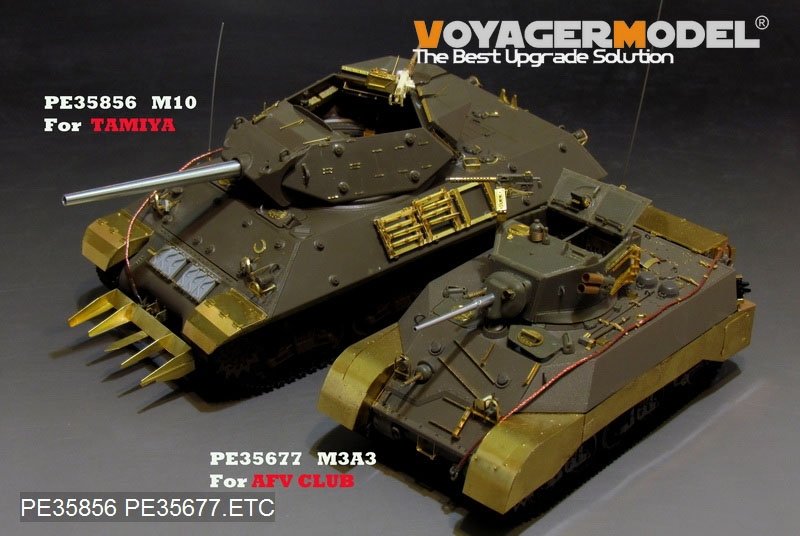 Maquette Voyager PE35856 Chasseur de chars américain M10 de la Seconde Guerre mondiale, version de base B, canon inclus (pour Tamiya 35350), échelle 1/35 – image 4