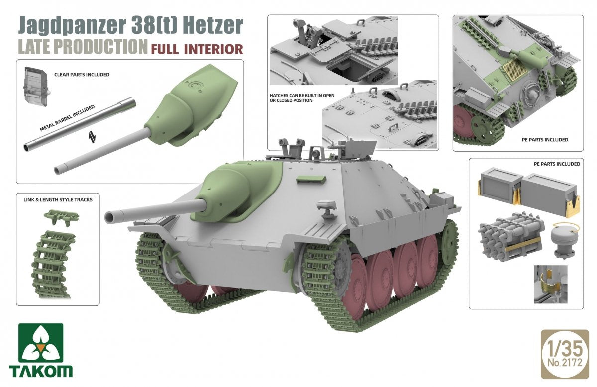 Takom 2172 Jagdpanzer 38(t) Hetzer Production tardive Intérieur complet 1/35 – image 3