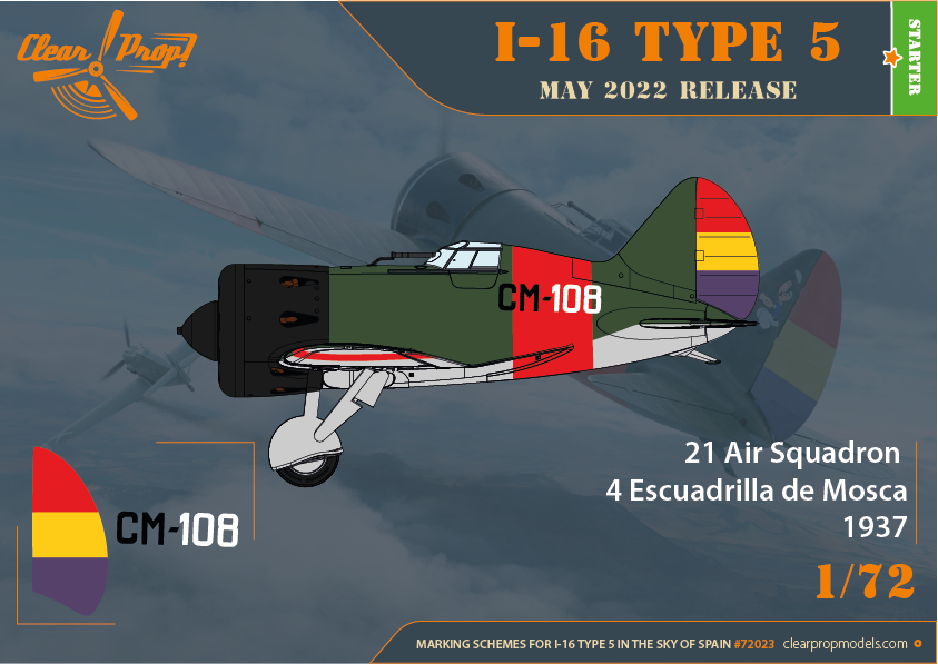 Clear Prop! CP72023 I-16 Type 5 Dans le ciel d&amp;#39;Espagne KIT DE DÉMARRAGE 1/72  – imagen 9