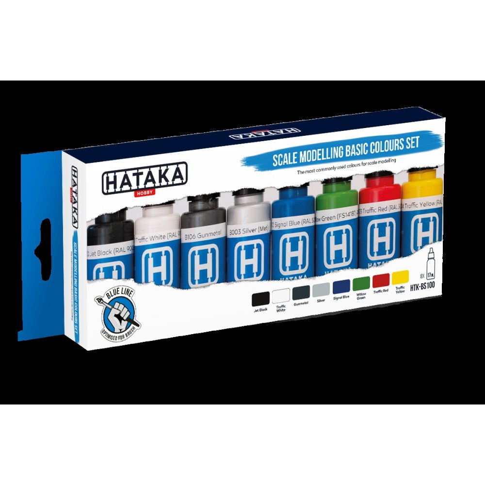 Hataka HTK-BS100 Coffret de couleurs de base pour modélisme (8 x 17 ml)