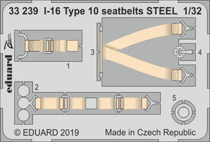 Ceintures de sécurité Eduard 33239 I-16 Type 10 en acier, 1/32 ICM