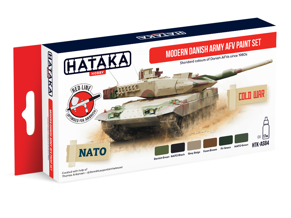 Kit de peinture Hataka HTK-AS84 pour véhicules blindés de combat de l&amp;#39;armée danoise moderne (6 x 17 ml)