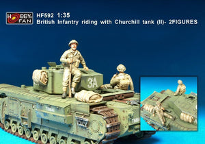 Figurines Hobby Fan HF592 : Infanterie britannique chevauchant un char Churchill (II) - 2 figurines