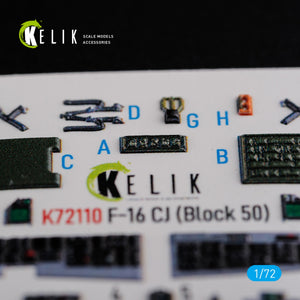 Décalcomanies 3D intérieures KELIK K72110 F-16 CJ (Block 50) pour maquette Tamiya au 1/72 – imagen 4
