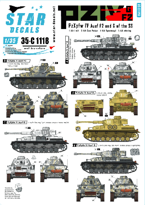 Star Decals 35-C1118 PzKpfw IV F2 et G de la Waffen-SS 1/35