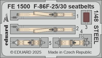 Ceintures de sécurité Eduard FE1500 F-86F-25/30 en acier Airfix 1/48