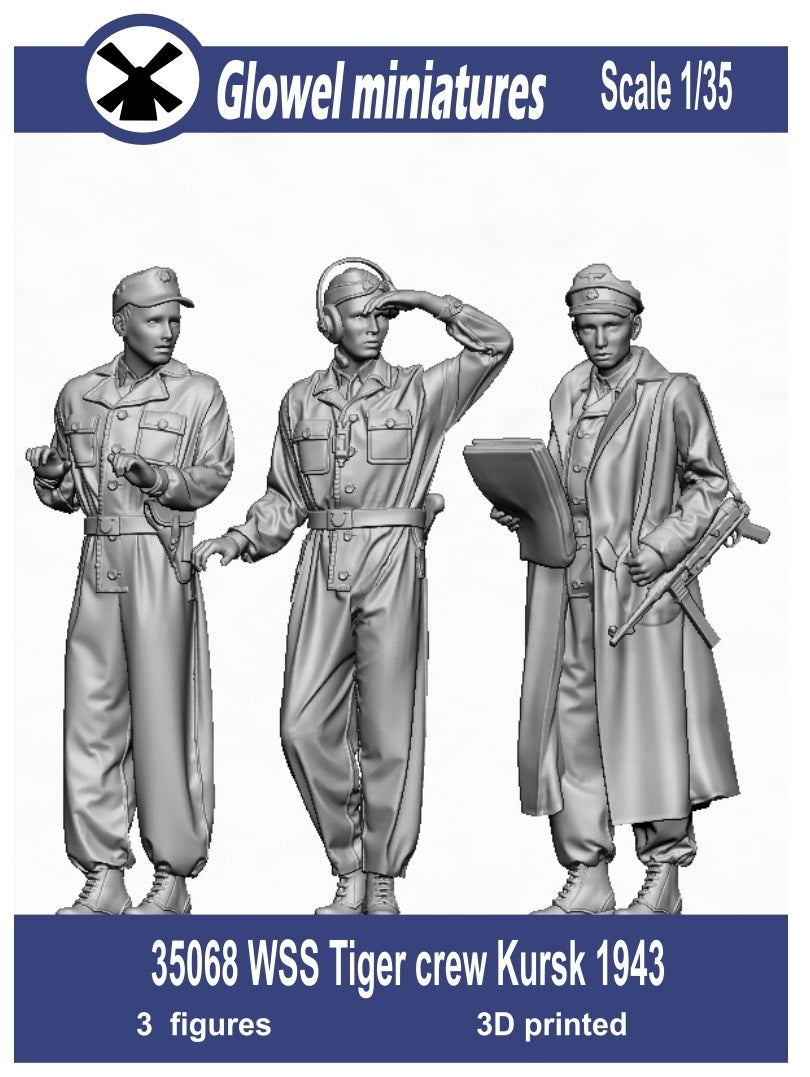 Glowel Miniatures 35068 WSS Tiger crew Koursk 1943 (3 figurines, impression 3D) 1/35