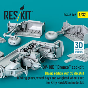 RESKIT RSU32-0169 Cockpit OV-10D « Bronco » (Édition de base avec décalcomanies 3D), train d&amp;#39;atterrissage, puits de roues et jeu de roues lestées pour maquette Kitty Hawk/Zimimodel (Impression 3D) 1/32 – image 2