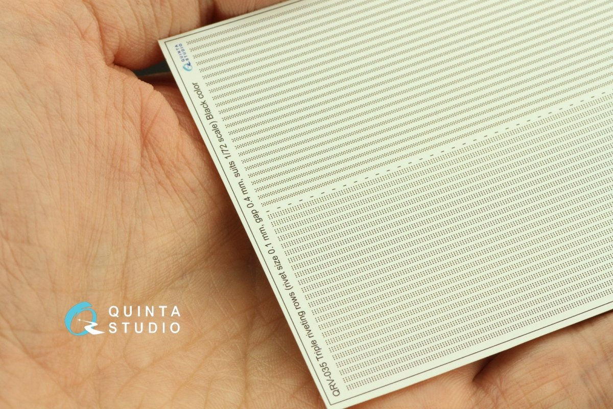 Quinta Studio QRV-035 Triple riveting rows (rivet size 0.10 mm, gap 0.4 mm, suits 1/72 scale), Black color, total length 6.6 m/22 ft – zdjęcie 2
