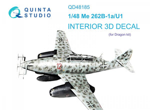 Intérieur imprimé en 3D et coloré sur papier décalcomanie (pour Dragon) Quinta Studio QD48185 Me 262B-1a/U1 1/48