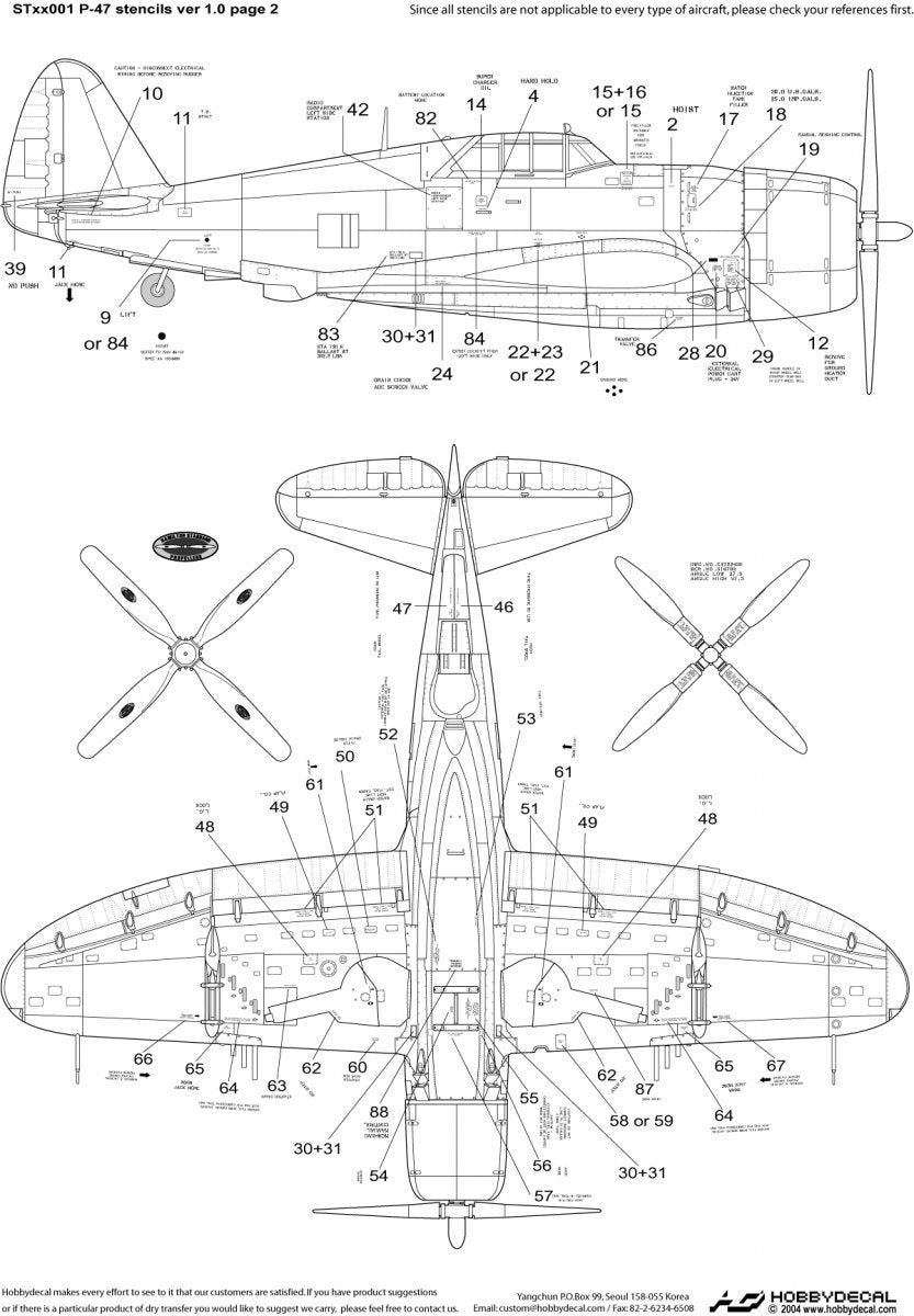 HobbyDecal ST48001V1 Pochoirs P-47 version 1 1/48 – image 3