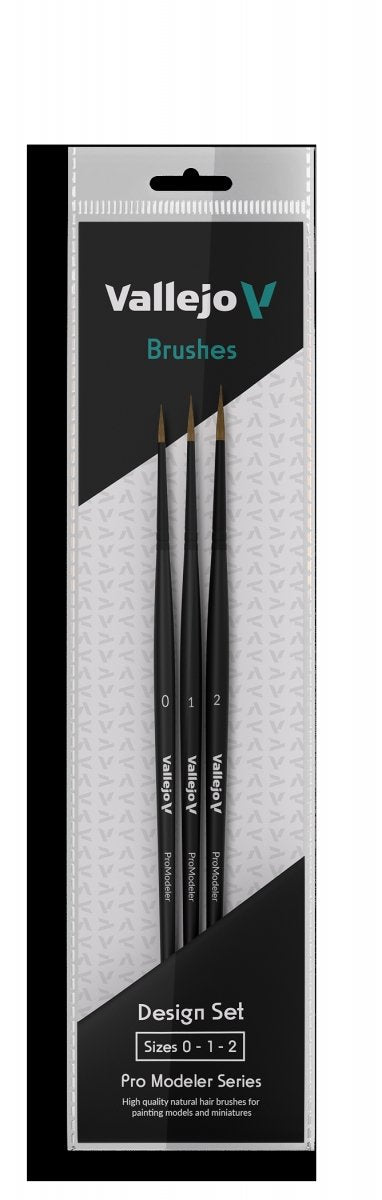 VALLEJO B01991 - Kit de pinceaux - Modélisateur professionnel - Kit de conception - Poils naturels (0, 1, 2) 