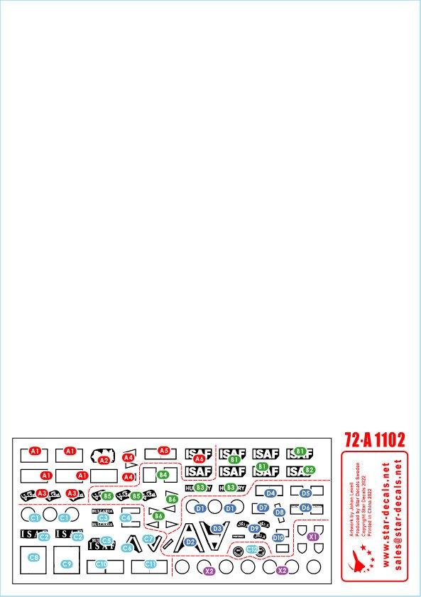 Star Decals 72-A1102 ISAF-Afghanistan n° 3. Casques bleus bulgares, hongrois et portugais. BRDM-2, BTR-80A, Panhard VBL. Échelle 1/72.  – immagine 3