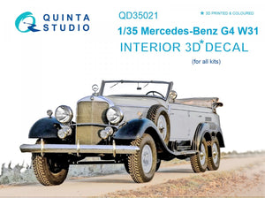 Intérieur imprimé en 3D et coloré sur papier décalcomanie (pour tous les kits) Quinta Studio QD35021 Mercedes-Benz G4 W31 1/35