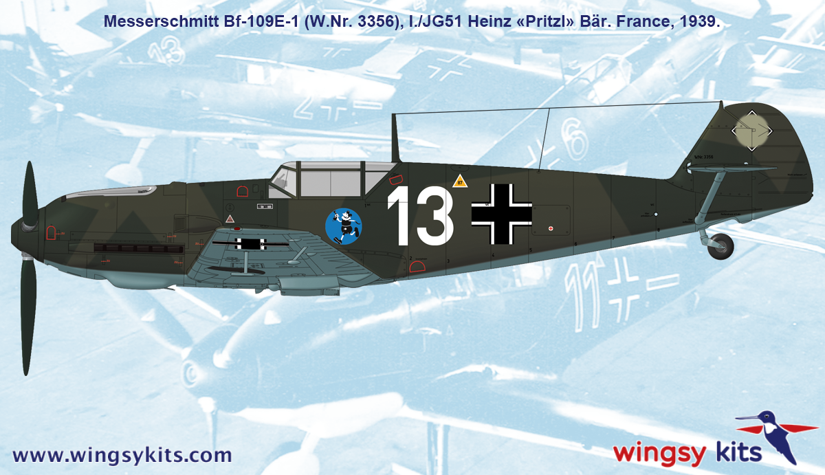 Maquette Wingsy D5-07 Chasseur allemand de la Seconde Guerre mondiale MESSERSCHMITT Bf 109 E-1 1/48 – image 14