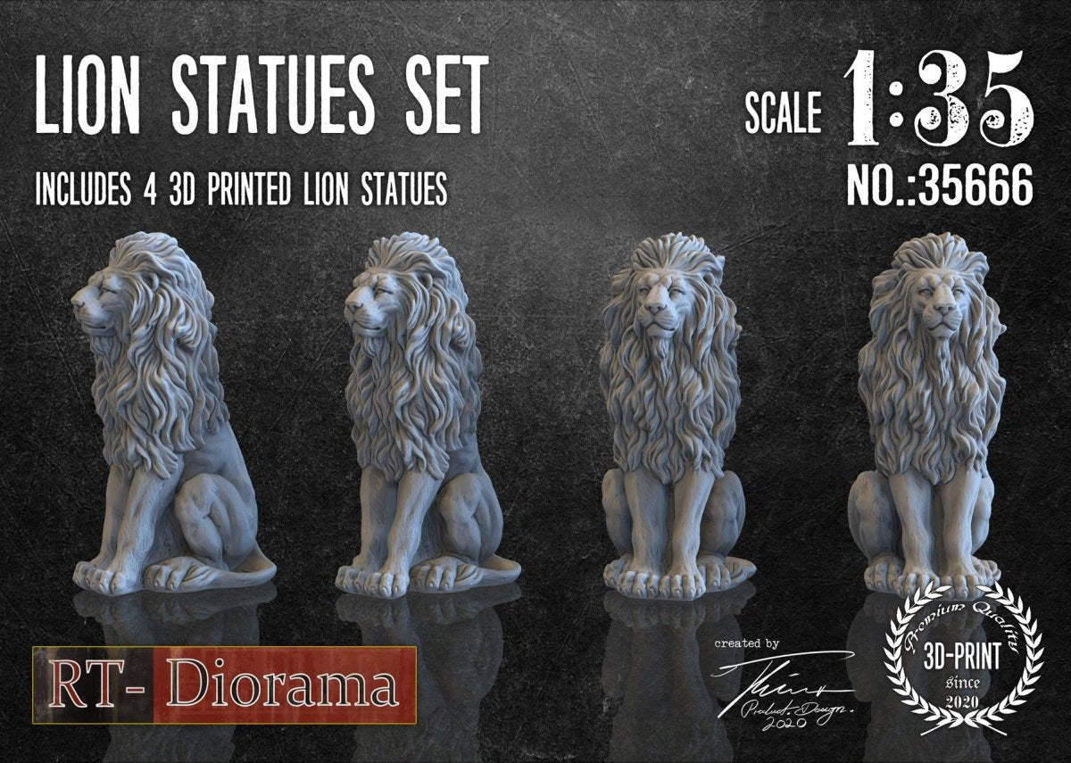 RT-Diorama 35666 Ensemble de statues de lions (4 pièces) 1/35 