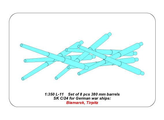 Aber 350L-11 Ensemble de 8 canons de 380 mm pour navires allemands : Bismarck, Tirpitz (1/350) – image 4