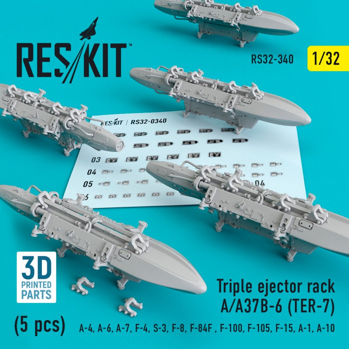 RESKIT RS32-0340 RACK D&amp;#39;ÉJECTEUR TRIPLE A/A37B-6 (TER-7) (5 PIÈCES) 1/32