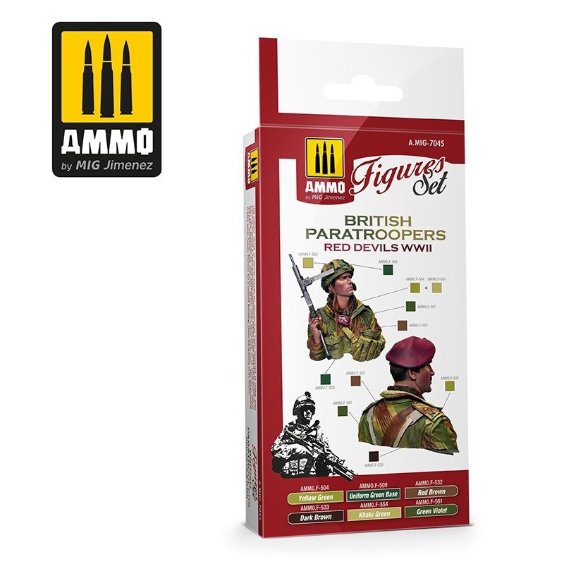 Munitions de Mig Jimenez 7045 Parachutistes britanniques Diables rouges Seconde Guerre mondiale, lot de 6 x 17 ml – image 2