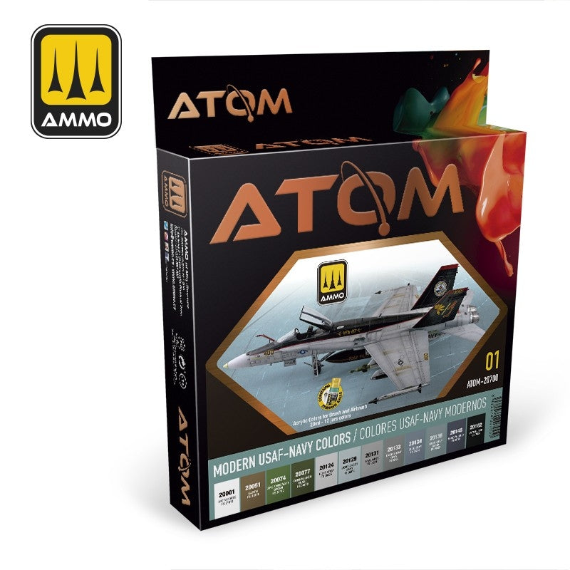 AMMO of Mig Jimenez ATOM 20700 Modern USAF-NAVY Colors Set 12 x 20 ml