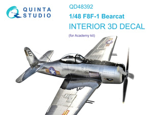 Quinta Studio QD48392 F8F-1 Bearcat 3D-Printed &amp;amp; coloured Interior on decal paper (Academy) 1/48