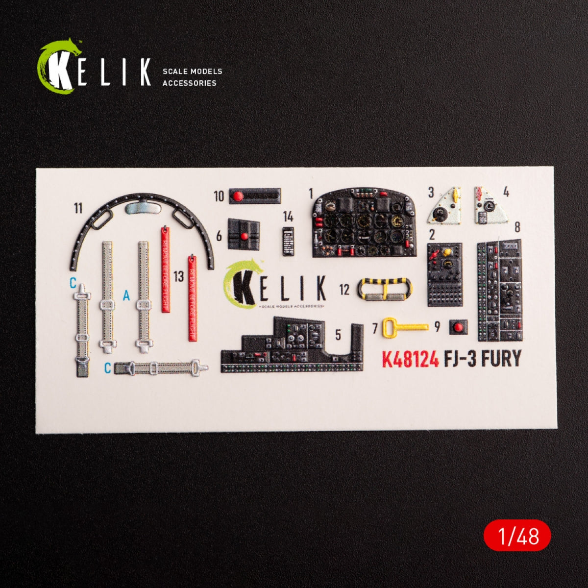 KELIK K48124 FJ-3 - interior 3D decals for Zimi Model/KittyHawk kit 1/48