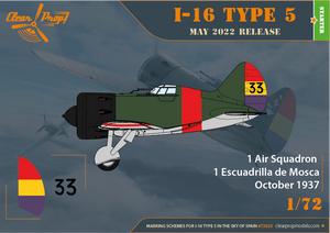 Clear Prop! CP72023 I-16 Type 5 Dans le ciel d&amp;#39;Espagne KIT DE DÉMARRAGE 1/72  – imagen 5