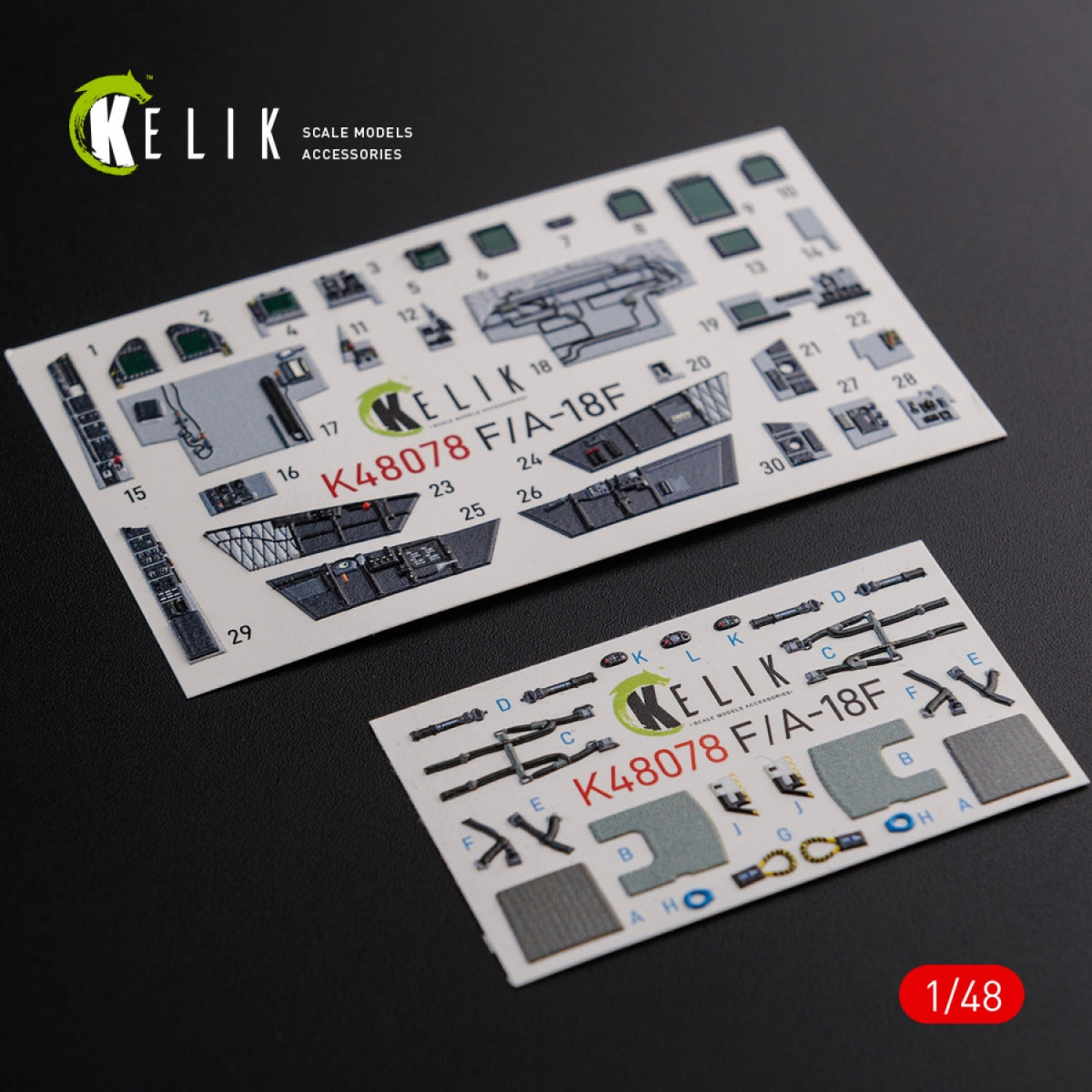 Décalcomanies 3D pour l'intérieur du F/A-18F Super Hornet (KELIK K48078) pour la maquette MENG au 1/48 