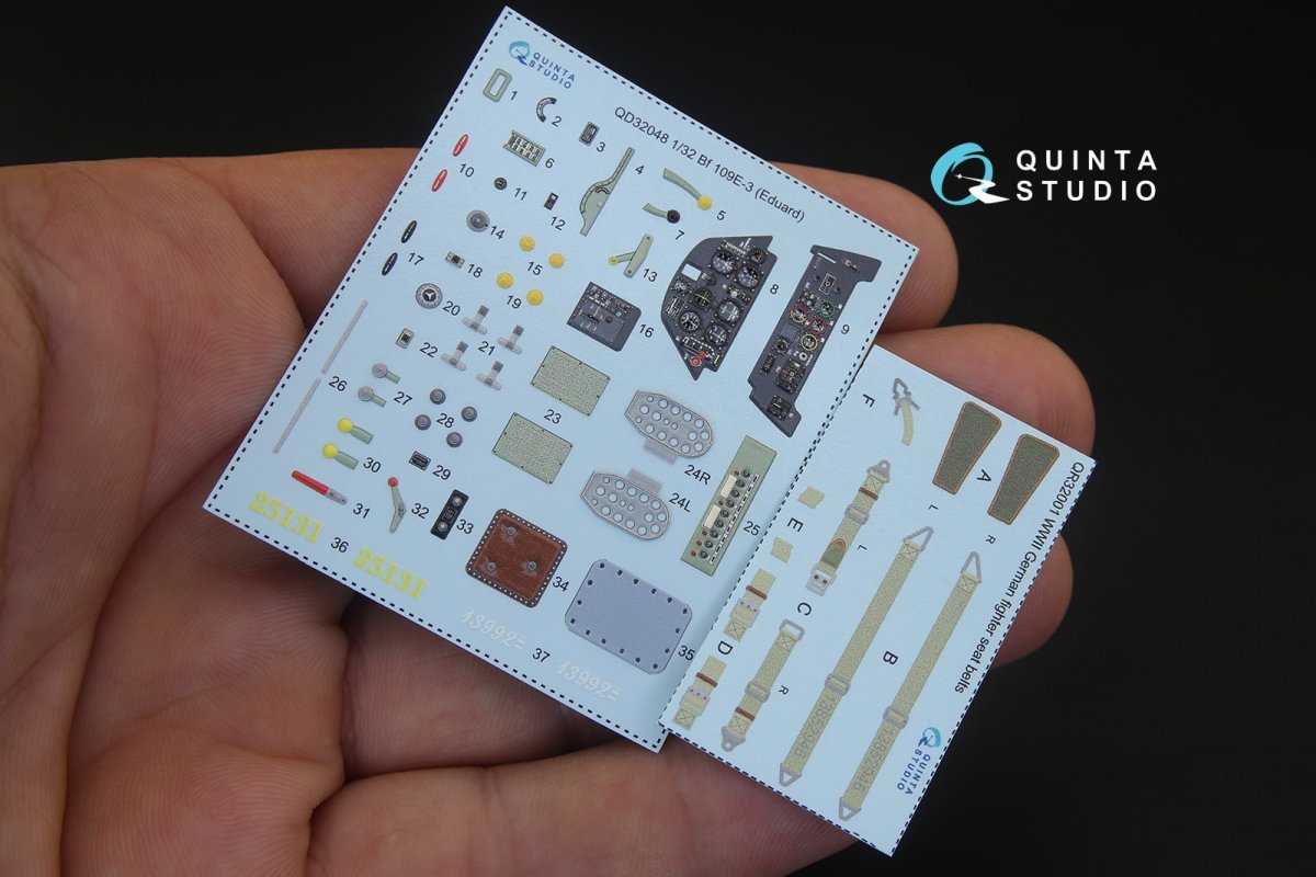 Intérieur imprimé en 3D et coloré sur papier décalcomanie Quinta Studio QD32048 Bf 109E-3 (pour maquette Eduard) 1/32 – immagine 2