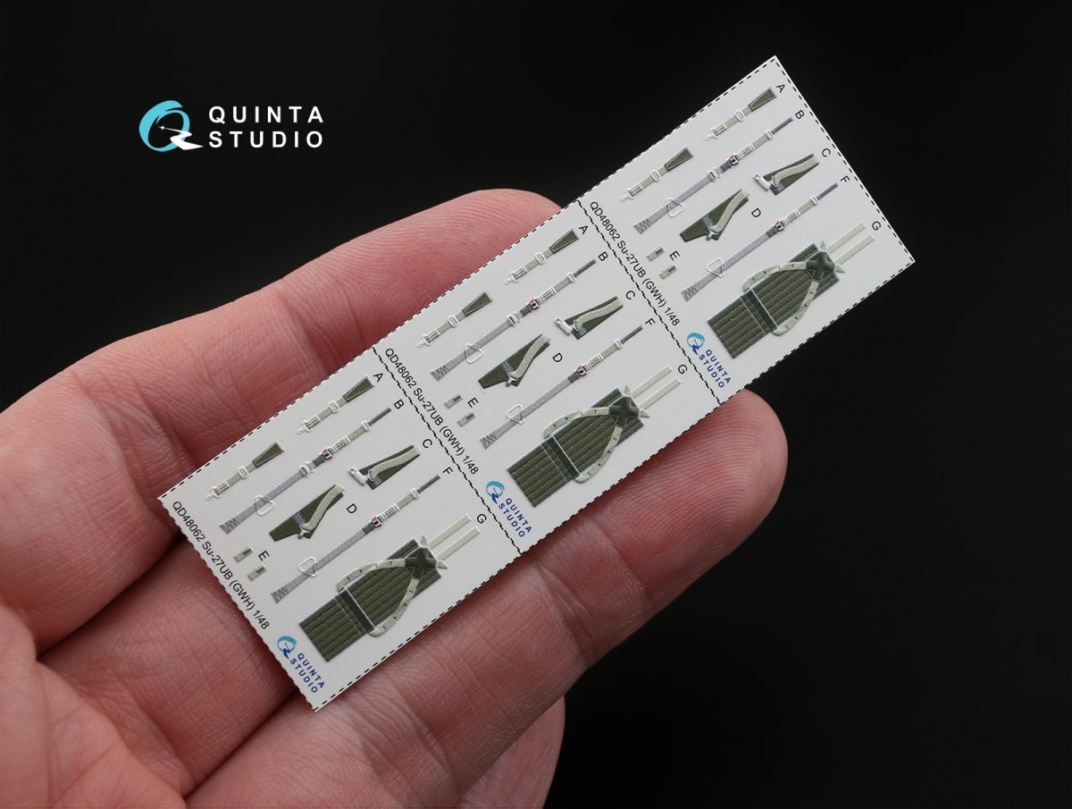 Intérieur imprimé en 3D et coloré sur papier décalcomanie Quinta Studio QD48062 Su-27UB (pour kit GWH) 1/48 – Bild 3