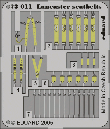 Ceintures de sécurité Lancaster Eduard 73011, échelle 1/72