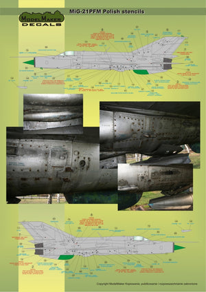 ModelMaker Decals D48020 MiG-21PFM/M/MF/bis/UM Pochoirs polonais 1/48 – immagine 8